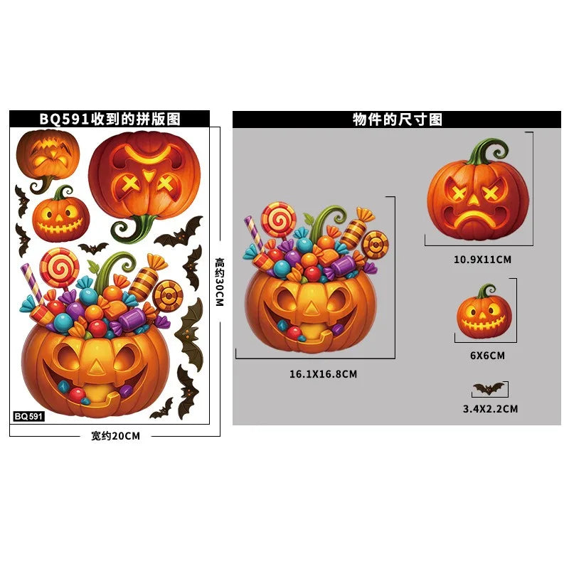 Halloween Window Stickers – Pumpkins, Bats & Ghosts
