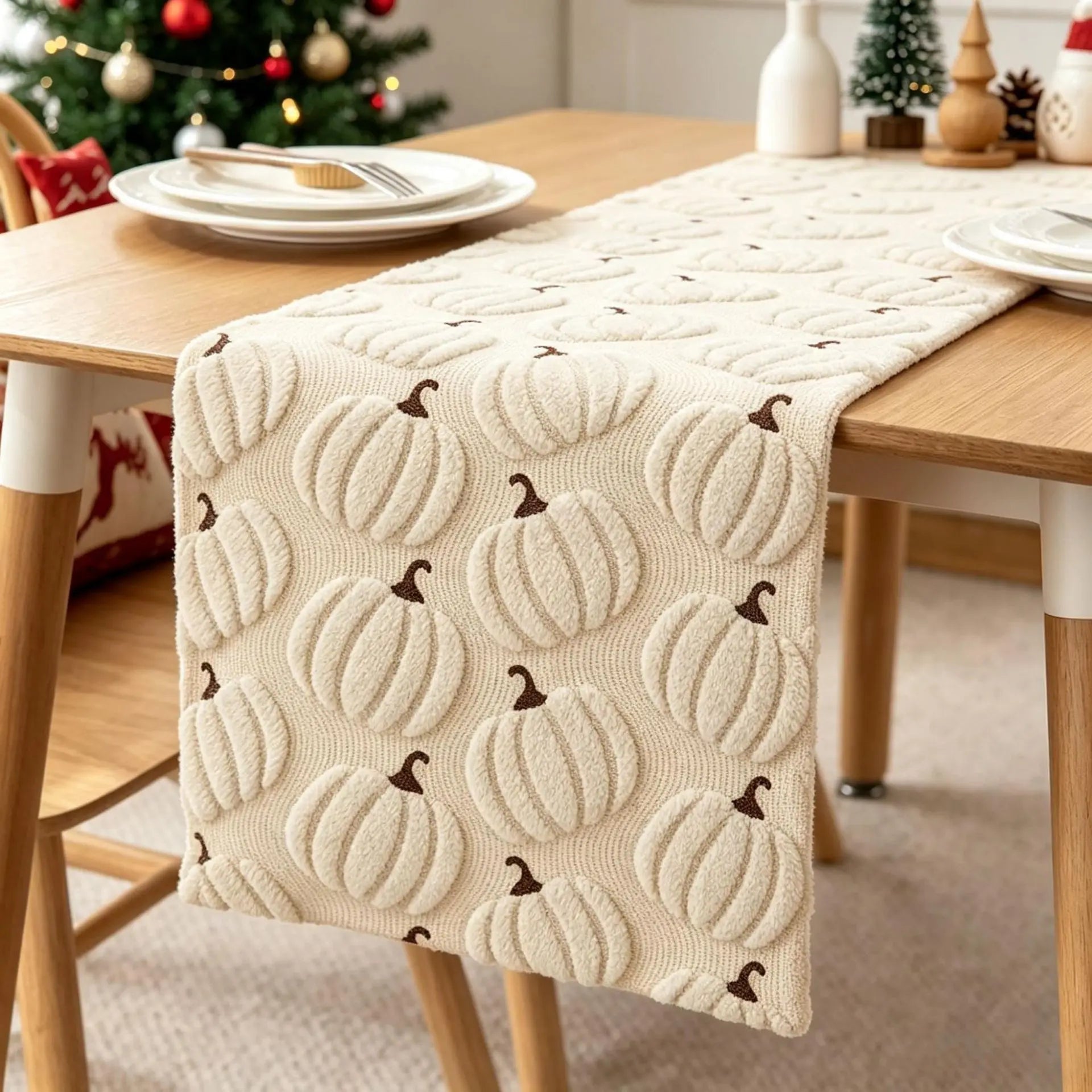 embroidered pumpkin autumn table runner