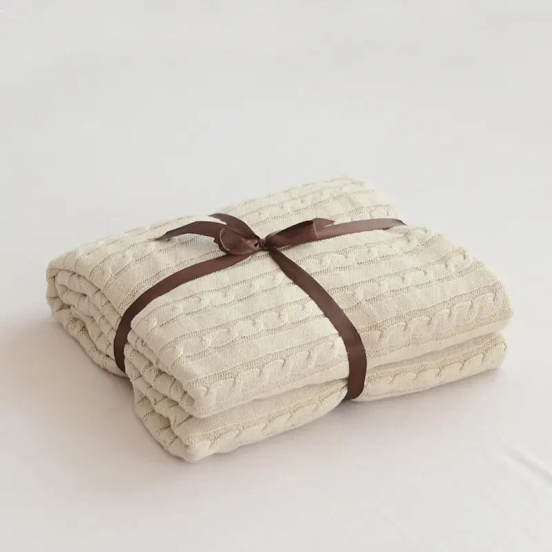 100% Cotton Knitted Throw Blanket – 2 Sizes – 5 / 180x200cm
