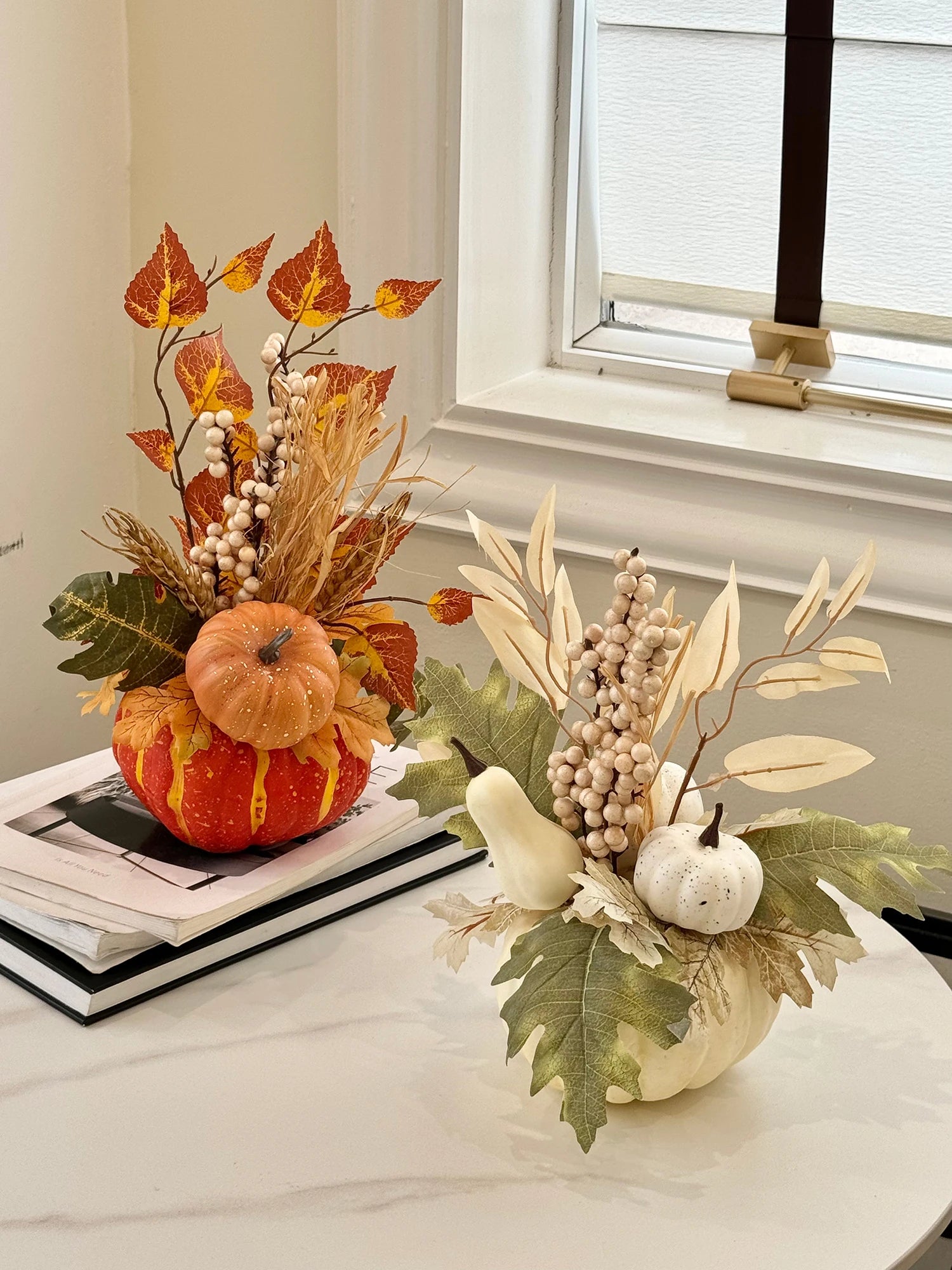 Artificial Pumpkin & Maple Leaf Autumn Decoration – 29 cm