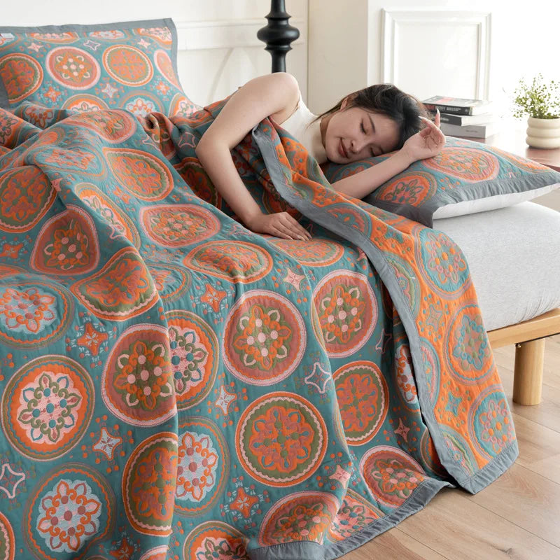 Vintage Cotton Jacquard Blanket & Pillow Towel Options – Romantic / 50x80 pillowtowelx2