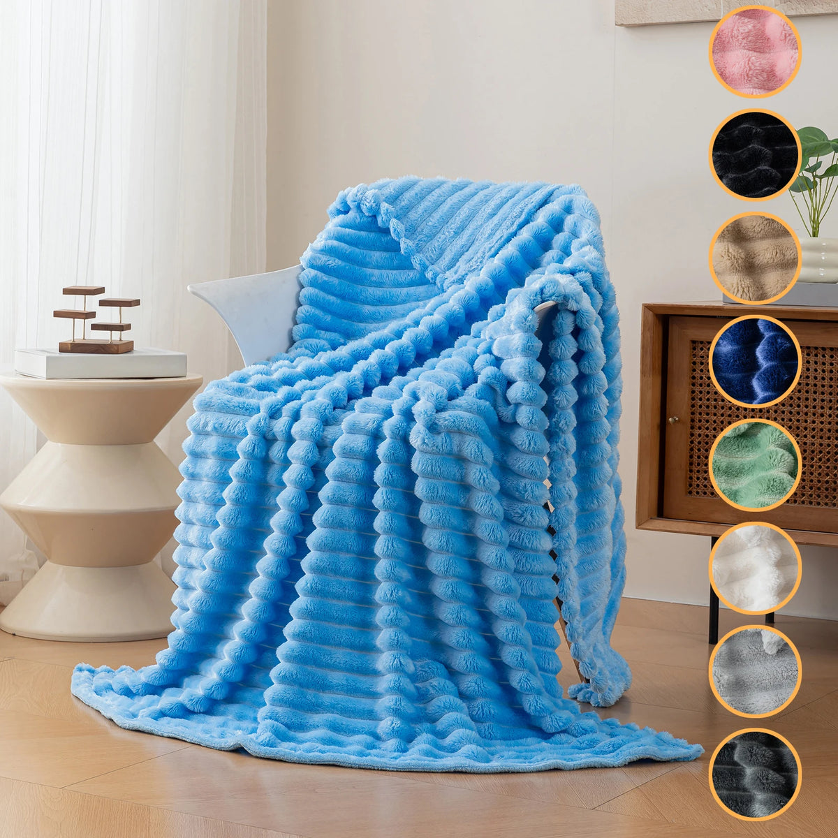 Ultra-Soft Striped Flannel Throw Blanket – 3 Sizes – MT278 / 100x70cm
