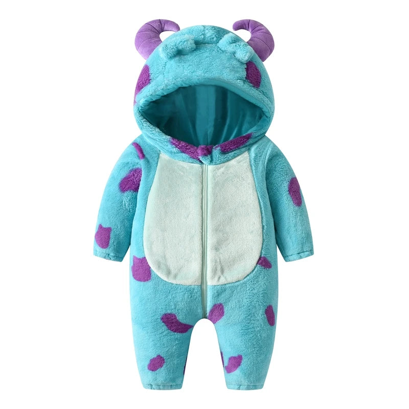 Kids' Hooded Animal Fleece Jumpsuit – Halloween Costume