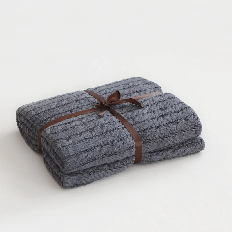 100% Cotton Knitted Throw Blanket – 2 Sizes – 19 / 110x180cm