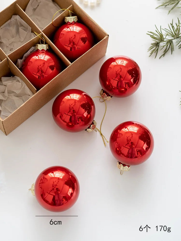 6cm Glass Christmas Baubles – 6 Pack - Color 4 (6pcs) - LOWZY