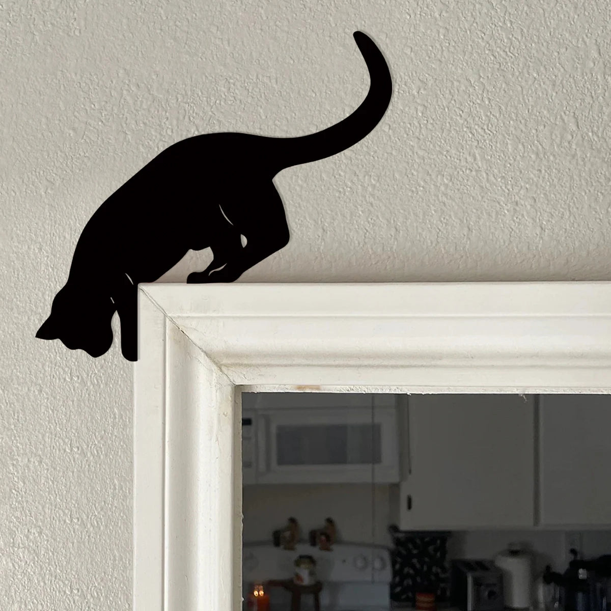 Wooden Cat Door Topper – Peeking Cat Decoration
