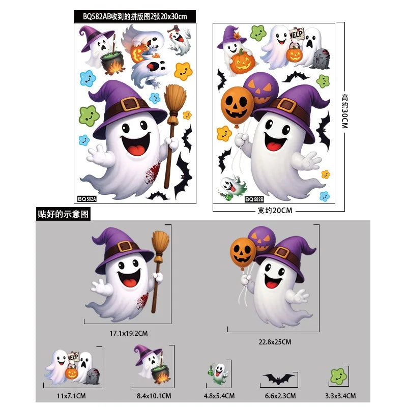 Halloween Window Stickers – Pumpkins, Bats & Ghosts