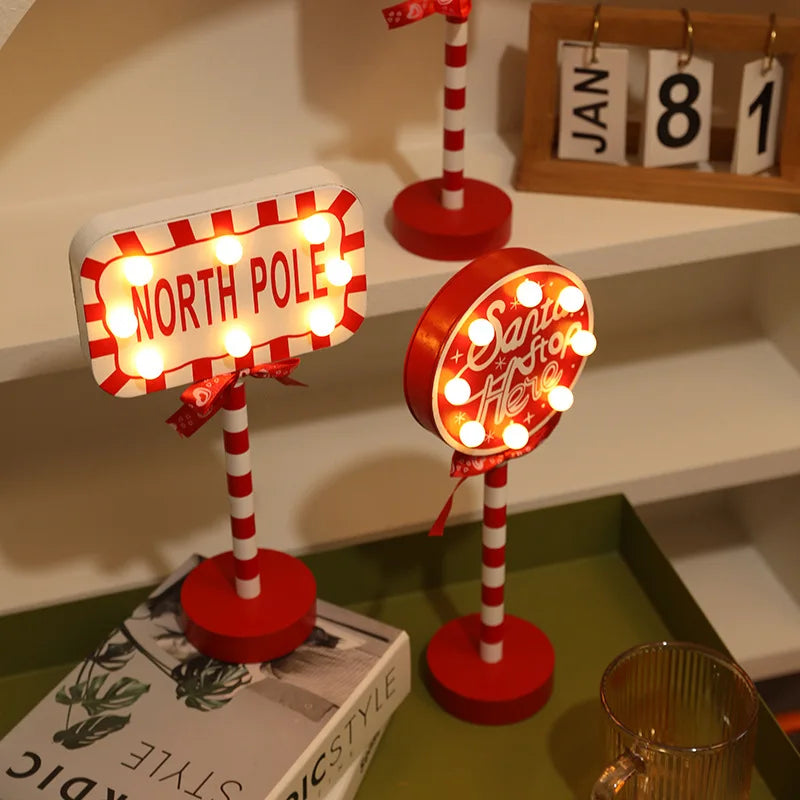 LED Santa Stop Here Street Sign - LOWZY