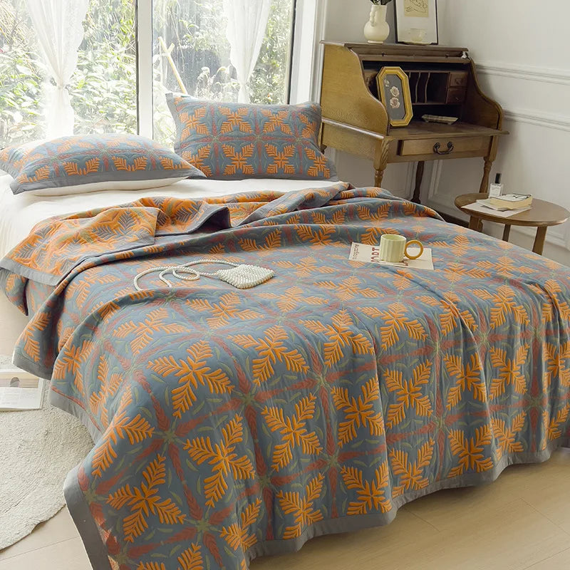 Vintage Cotton Jacquard Blanket & Pillow Towel Options – Flowing time / 200x230cm Blanket