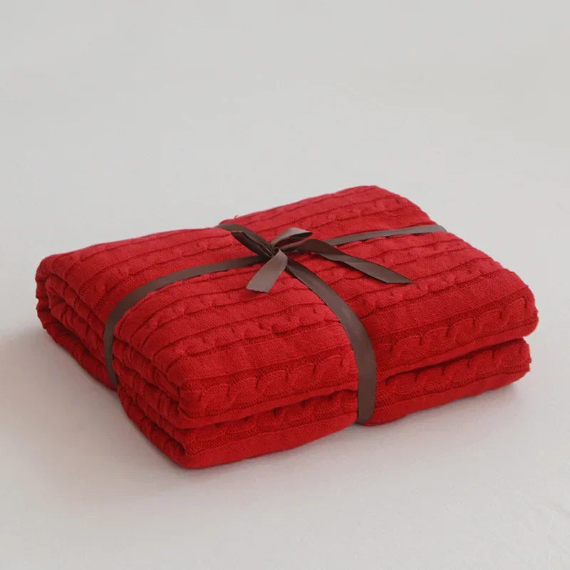 100% Cotton Knitted Throw Blanket – 2 Sizes – 10 / 110x180cm