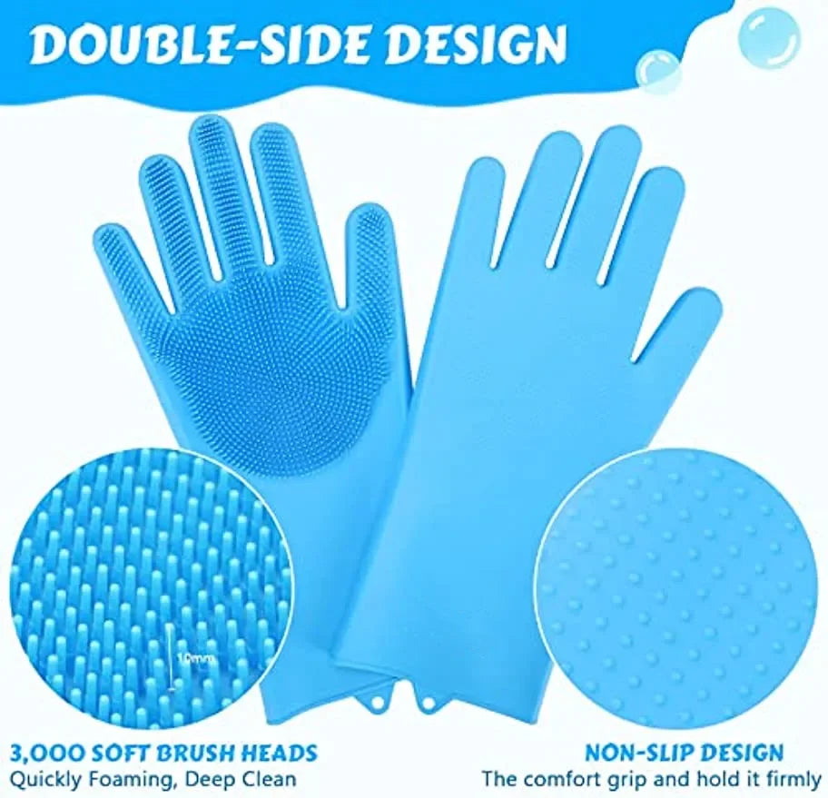 Silicone Pet Bathing & Grooming Gloves