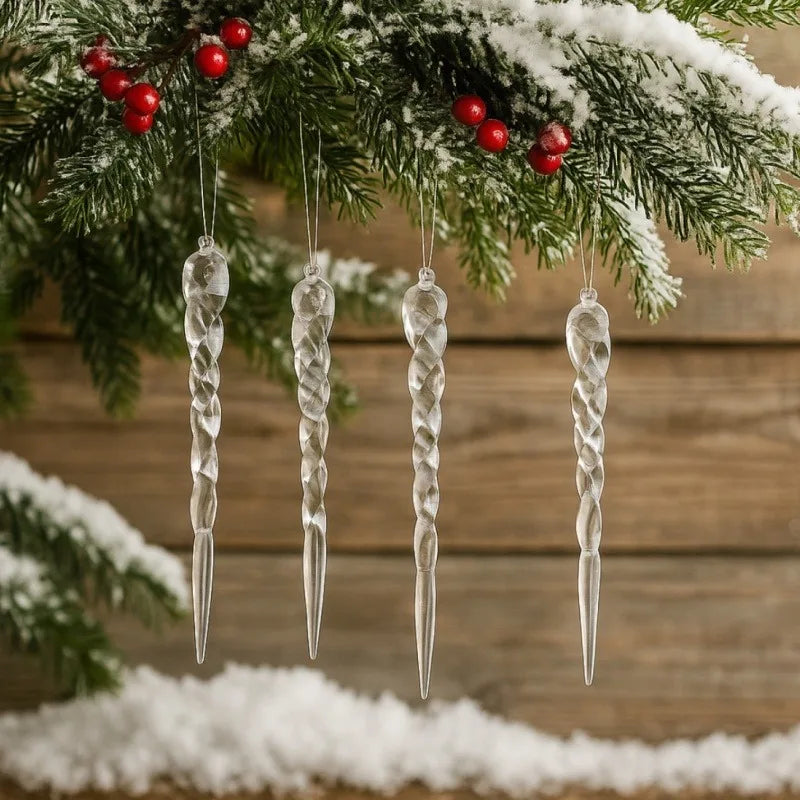 Clear Glass Icicle Ornaments – 12, 24 or 36 Pack - 13cm - LOWZY