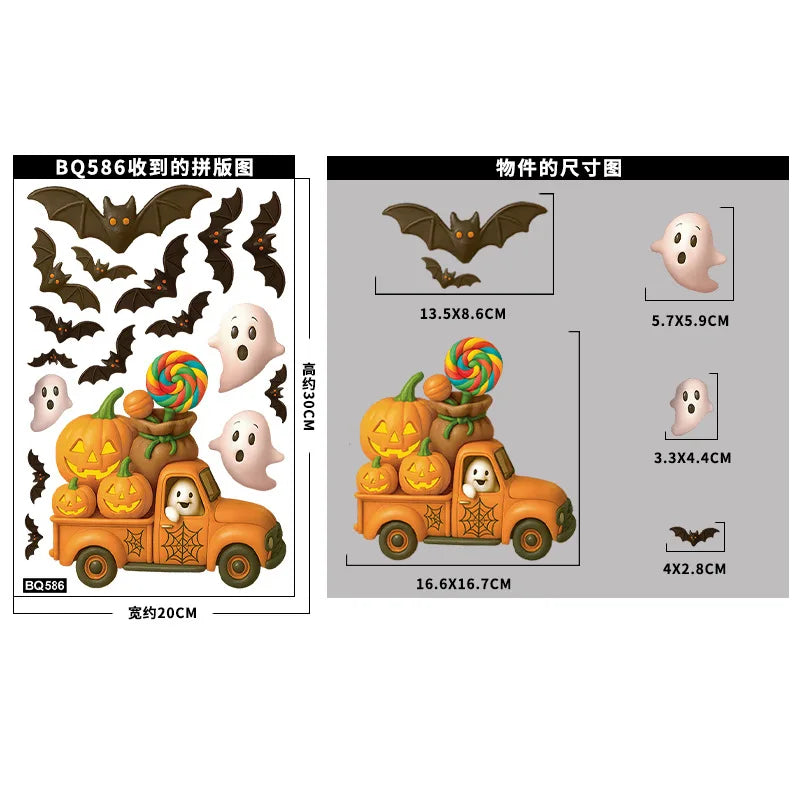 Halloween Window Stickers – Pumpkins, Bats & Ghosts