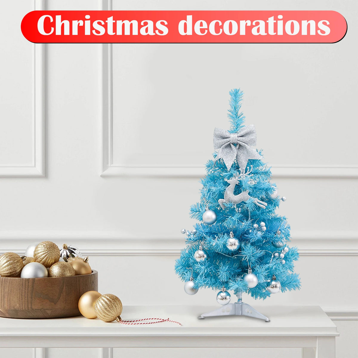 45cm Blue Light-Up Mini Christmas Tree - LOWZY