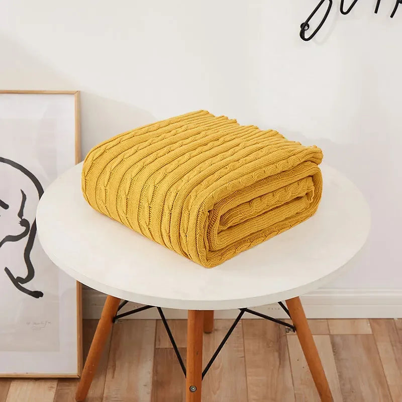 100% Cotton Knitted Throw Blanket – 2 Sizes – 1 / 110x180cm