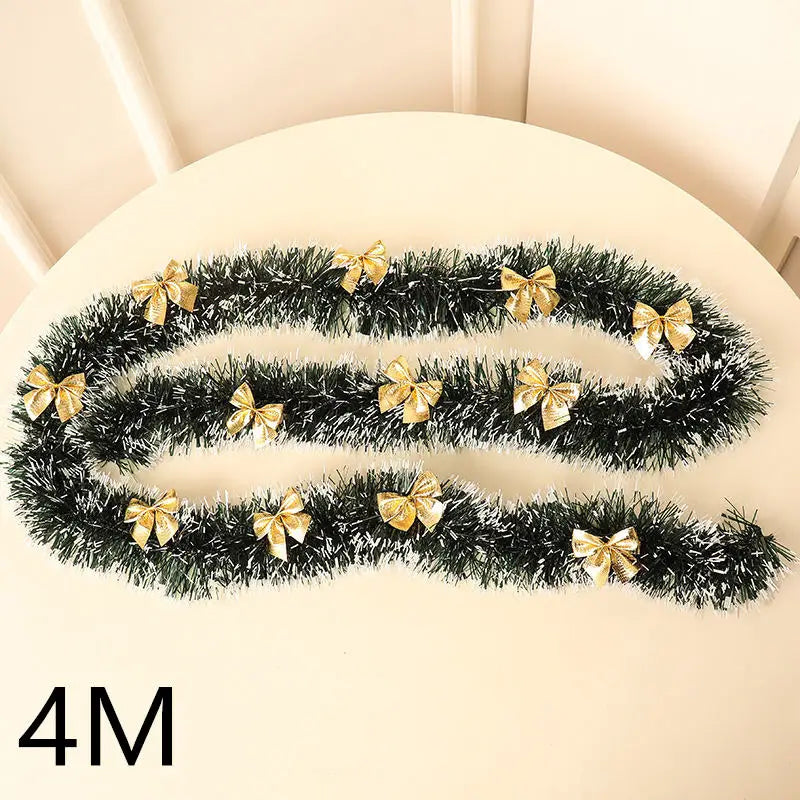 4m Christmas Tinsel Garland with Bows - LOWZY