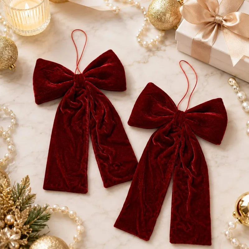 Red Velvet Christmas Bow Ornament - view 6 - LOWZY