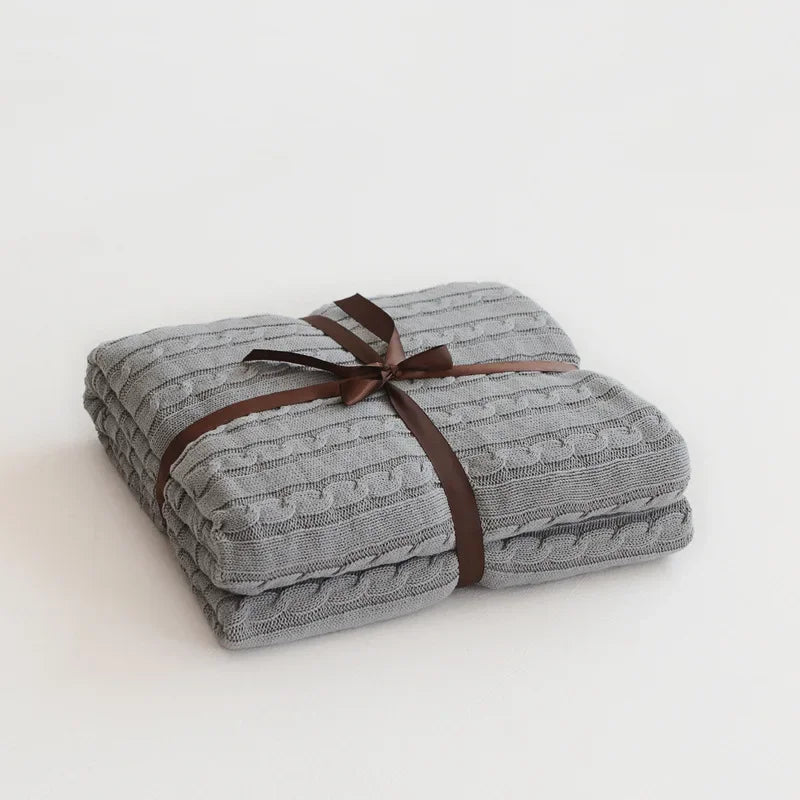 100% Cotton Knitted Throw Blanket – 2 Sizes – 6 / 180x200cm