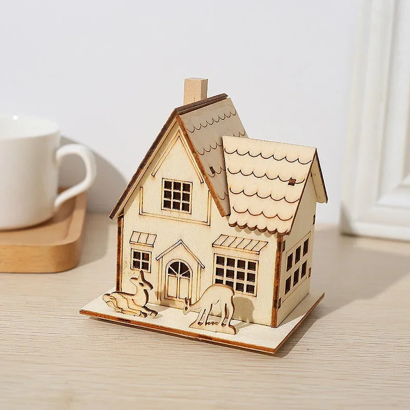 Mini LED Wooden Christmas House – 3 Festive Designs