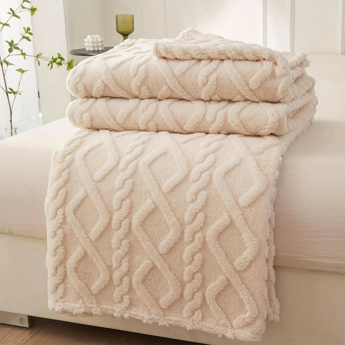 Geometric Coral Fleece Blanket – 7 Colours & 6 Sizes – GRAY / 200x230cm
