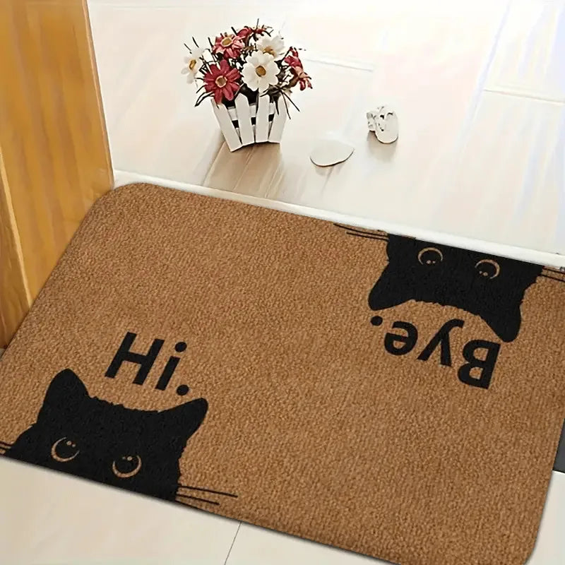 Hi & Bye Black Cat Washable Doormat