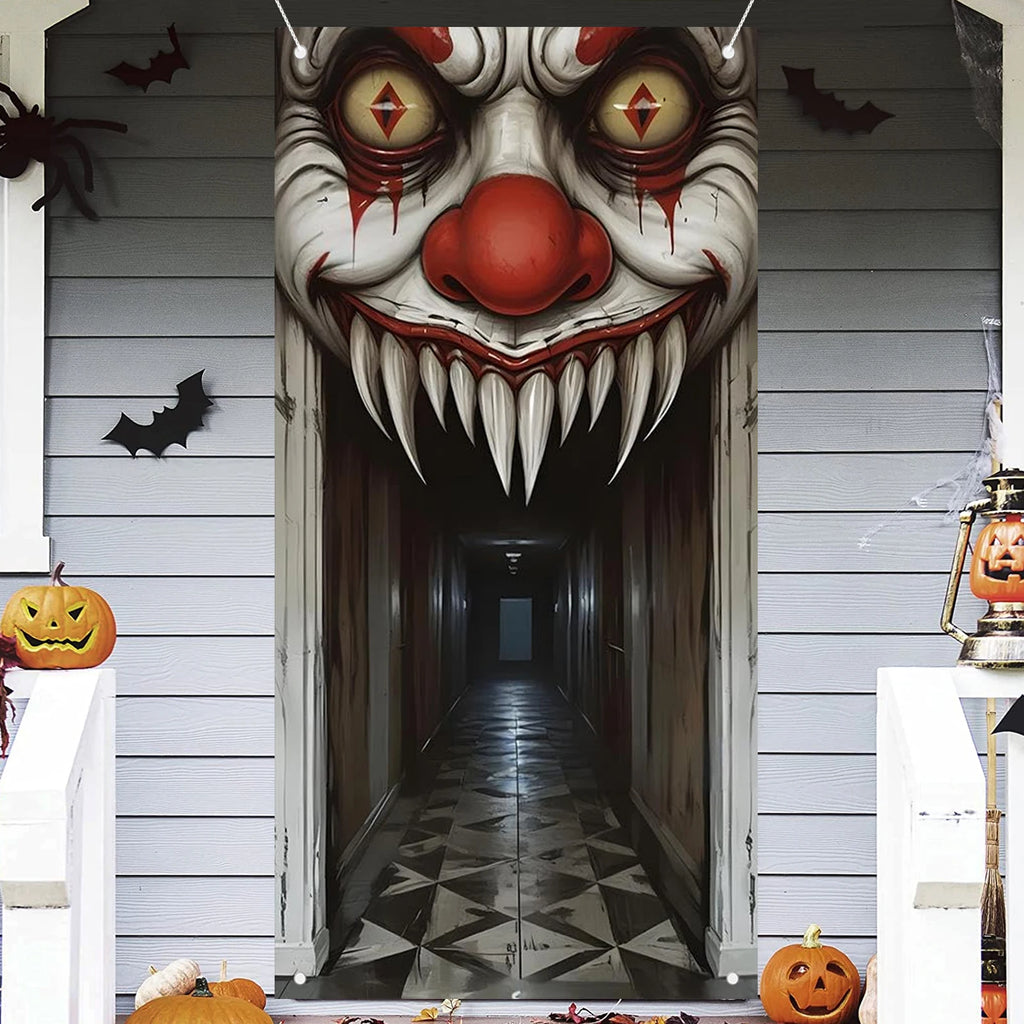 Spooky Halloween Door Cover – Witch & Zombie Scene