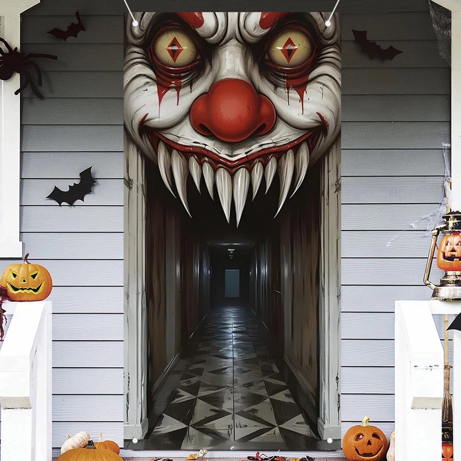 Spooky Halloween Door Cover – Witch & Zombie Scene