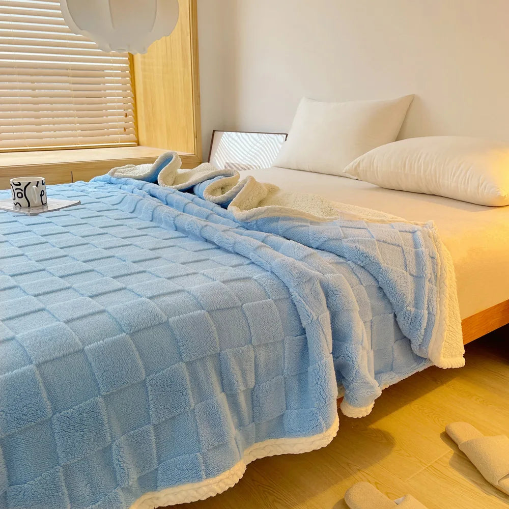 Double-Sided Sherpa Fleece Blanket – 4 Sizes – Matcha green / 150x200cm