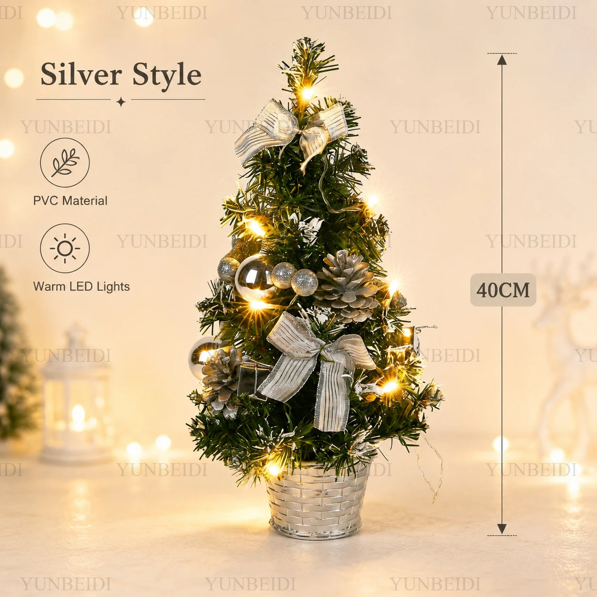 40cm LED Mini Artificial Christmas Tree - LOWZY