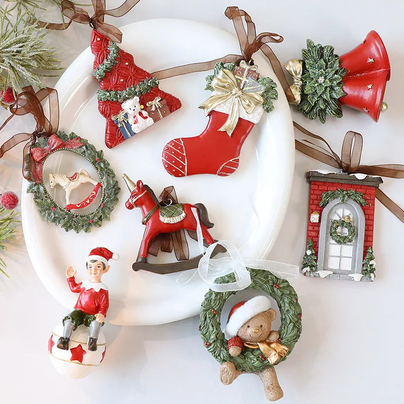 Vintage Resin Christmas Bell Ornament - Style 9 - LOWZY