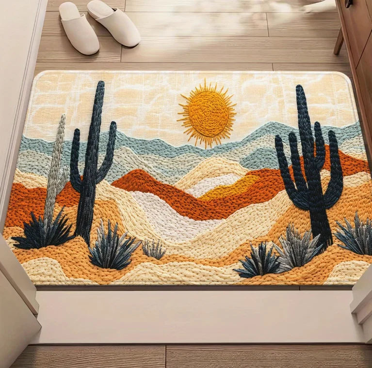 Cactus Flower Print Doormat