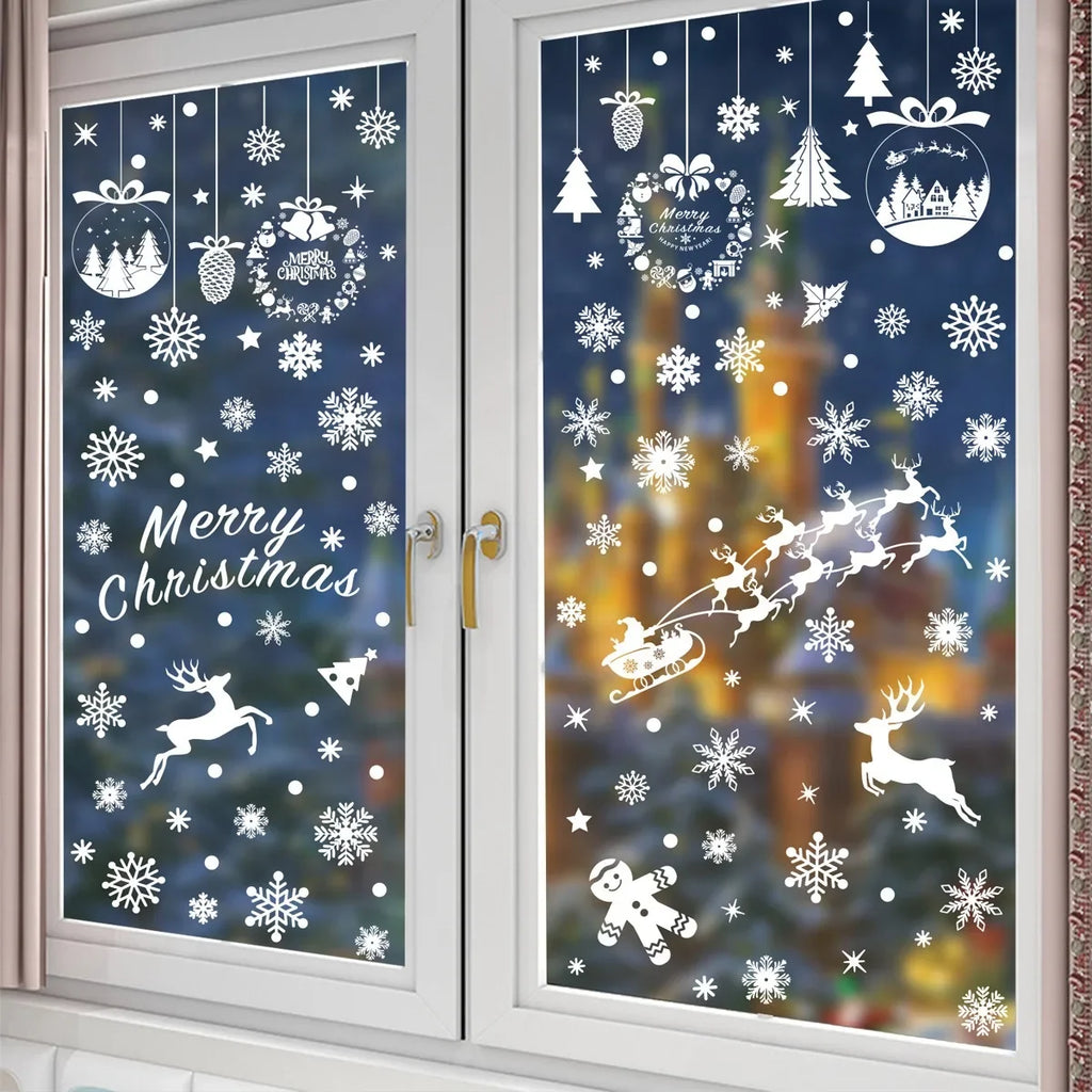 White Christmas Village Window Stickers - C - LOWZY