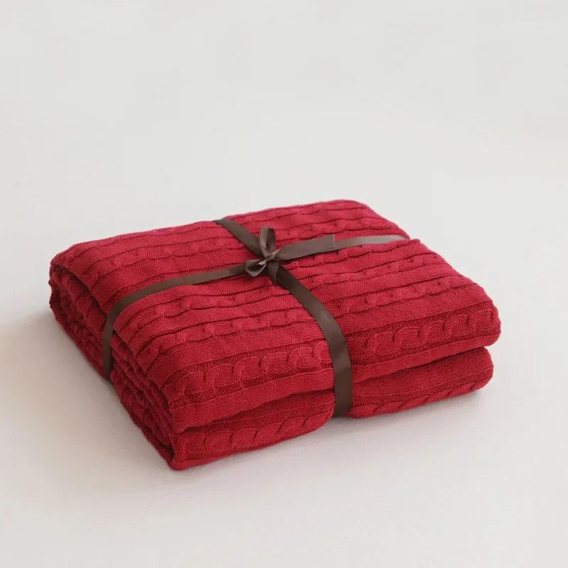 100% Cotton Knitted Throw Blanket – 2 Sizes – 8 / 110x180cm