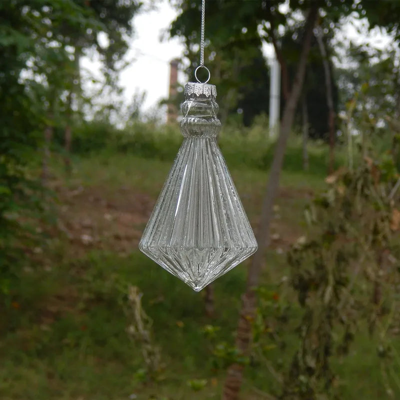 Ribbed Glass Christmas Drop Ornament - 3 - LOWZY