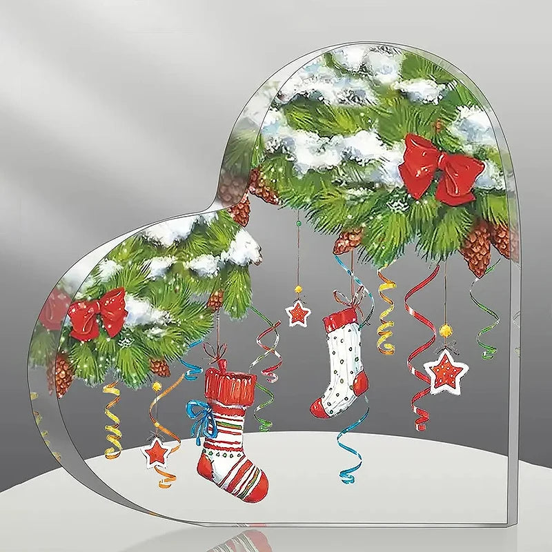 Acrylic Christmas Heart Table Decoration - LOWZY