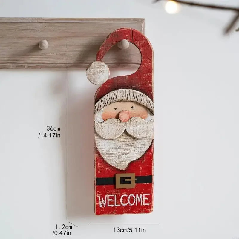 Wooden Christmas Door Hanging Plaque - LOWZY