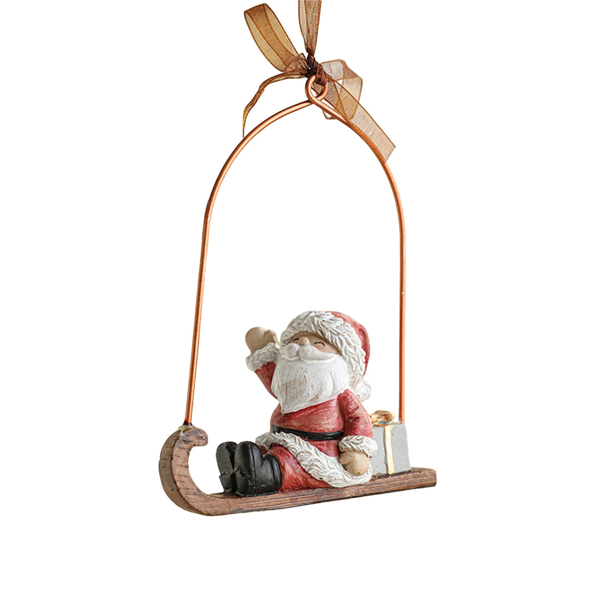 Vintage Storybook Resin Christmas Ornament - Sleigh santa - LOWZY