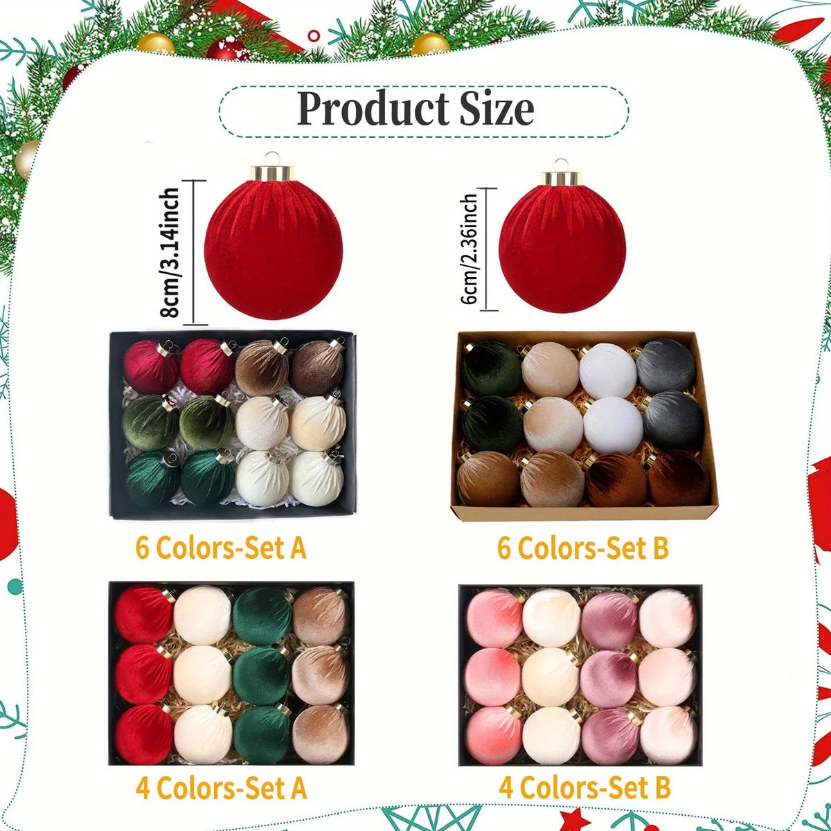 Christmas Tree Bauble Set - 6cm or 8cm - LOWZY
