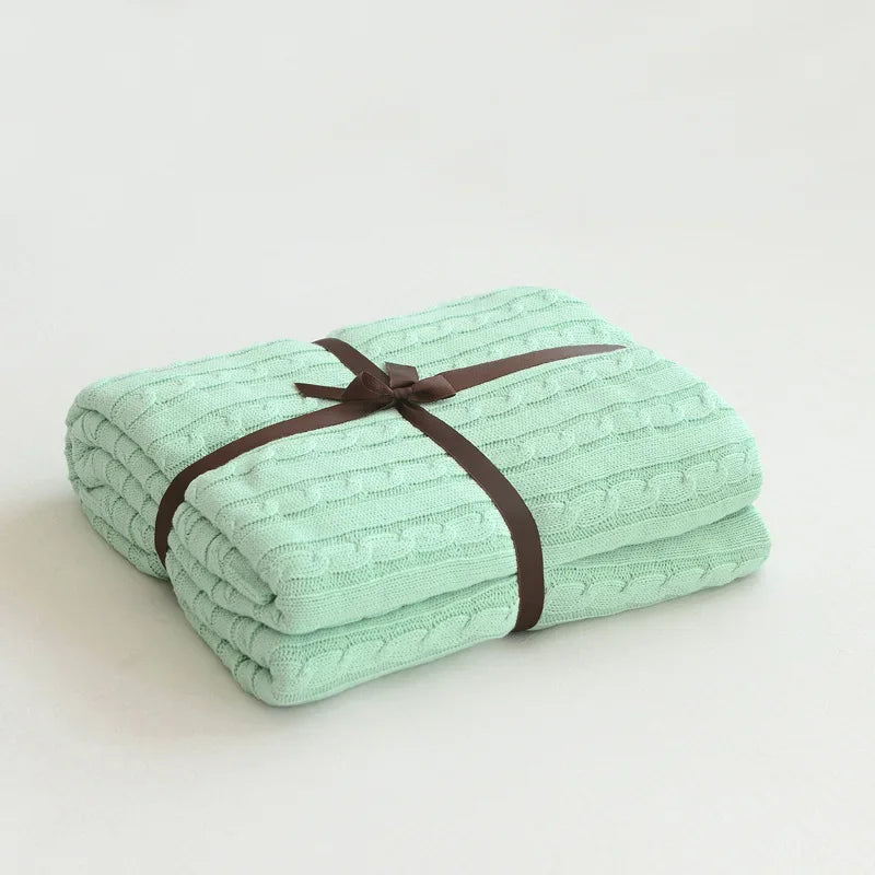 100% Cotton Knitted Throw Blanket – 2 Sizes – 8 / 180x200cm