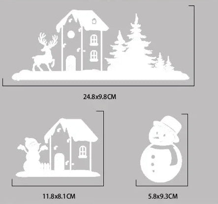 White Christmas Village Window Stickers - A - LOWZY