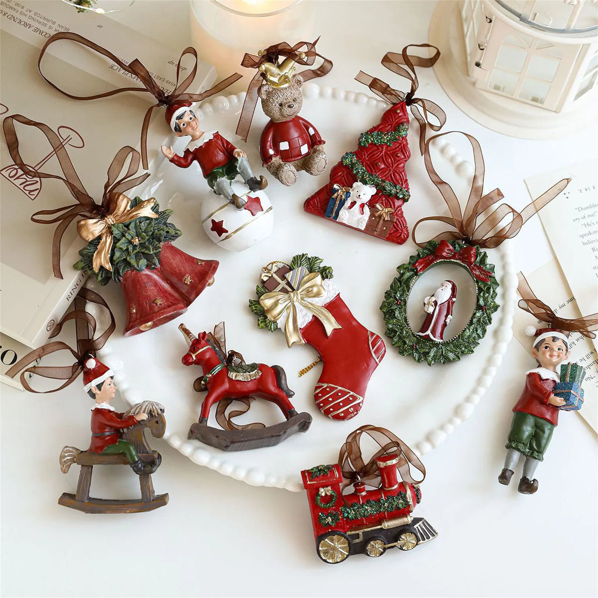 Vintage Storybook Resin Christmas Ornament - Red trojan - LOWZY