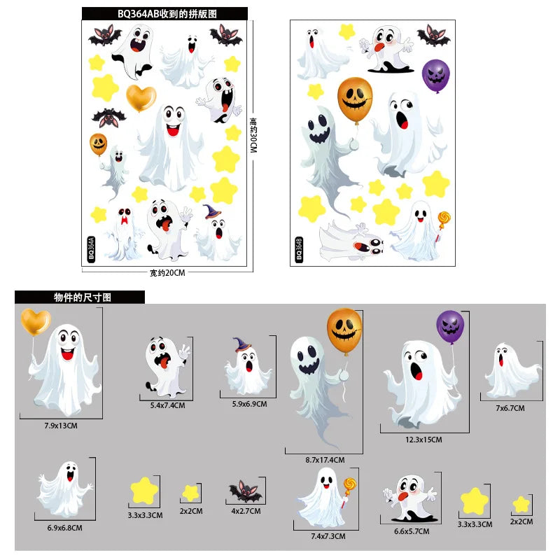 Halloween Window Stickers – Pumpkins, Bats & Ghosts
