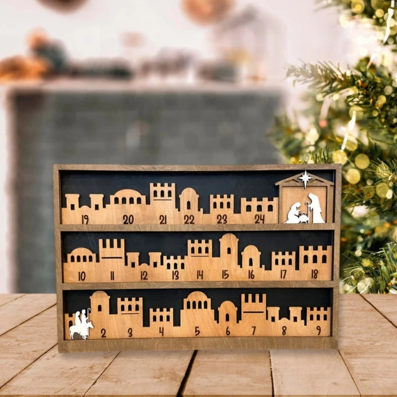 Wooden Nativity Advent Countdown Decoration - LOWZY