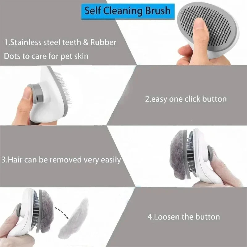 Self-Cleaning Slicker Brush with Stainless Steel Pins