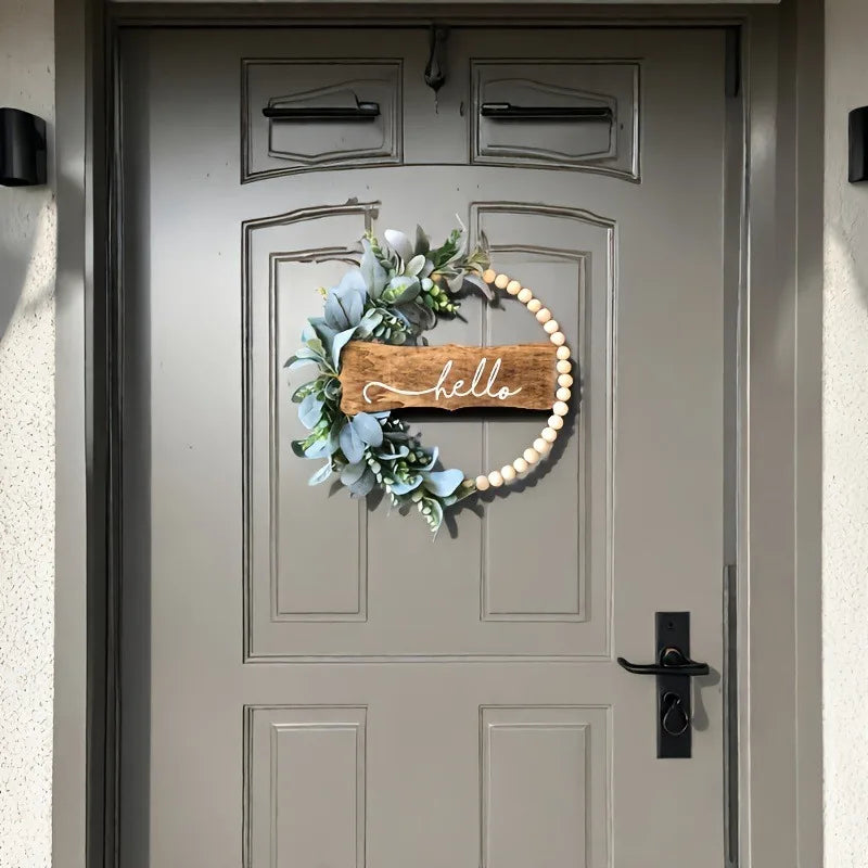autumn wooden bead flower wreath wall decoration