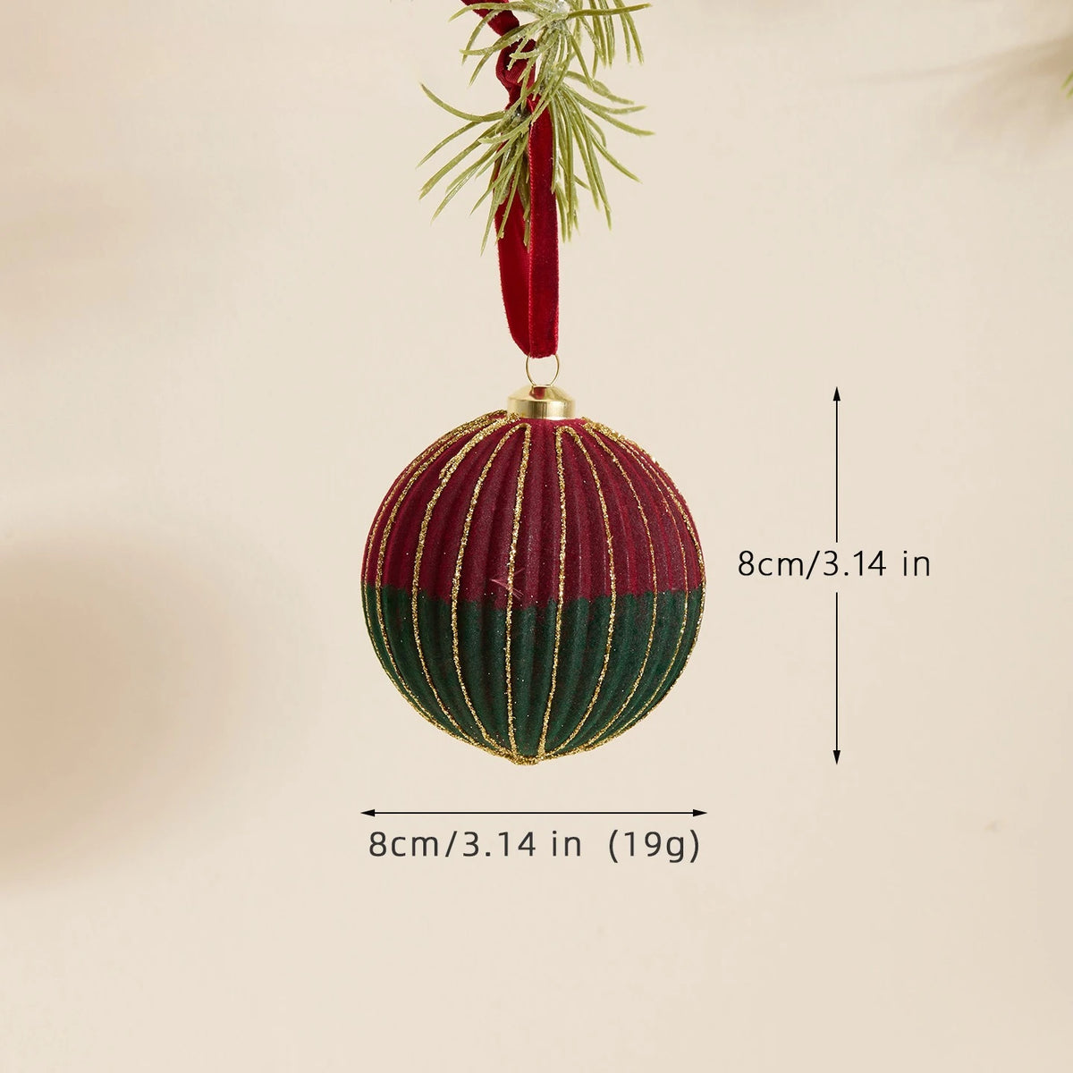 Vintage Plush Christmas Bauble Ornament Set - view 6 - LOWZY