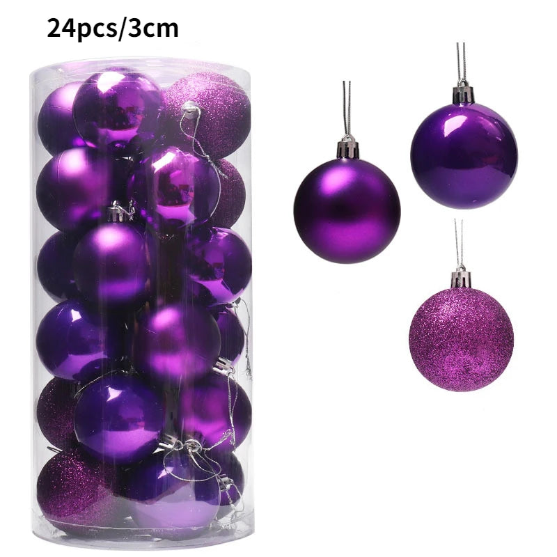 Colourful Christmas Baubles – 24 or 36 Pack - Light purple - LOWZY