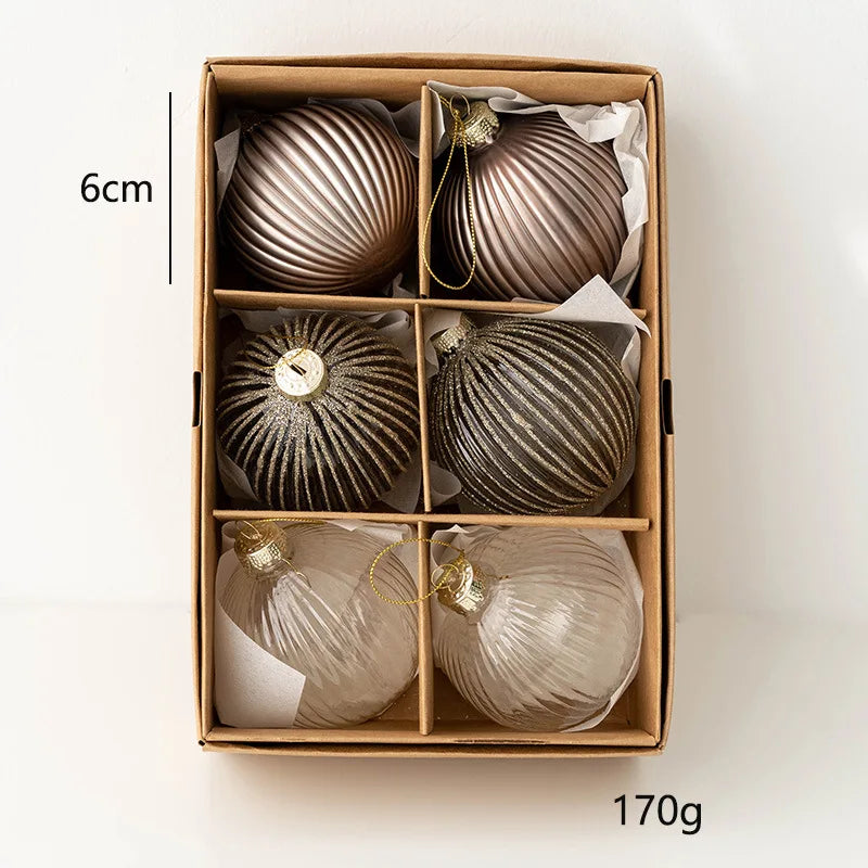 6cm Glass Christmas Baubles – 6 Pack - Color 5 (6pcs) - LOWZY