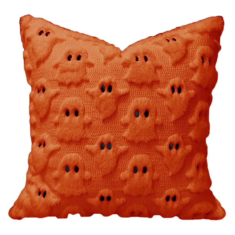 Halloween Plush Cushion Cover – Ghost, Pumpkin & Bat 45cm