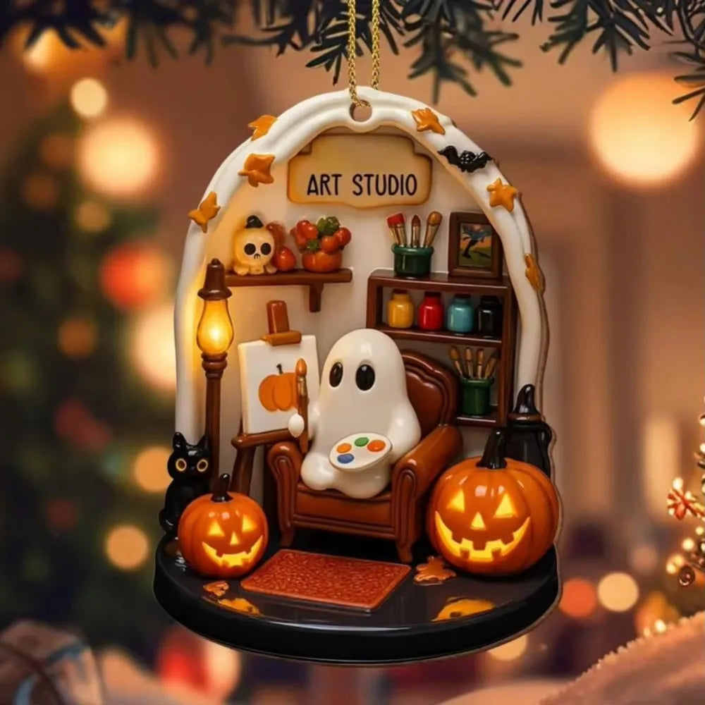 Reading Ghost Halloween Hanging Ornament – 6 Designs